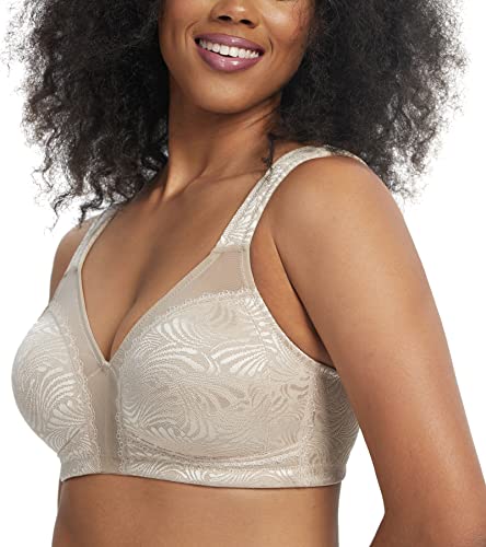 Lemorosy Damen Komfort Starker Halt Ungepolstert Vollschalen Jacquard Ohne Bügel Minimizer BH Große Größen(Phönix Beige,105D) von Lemorosy