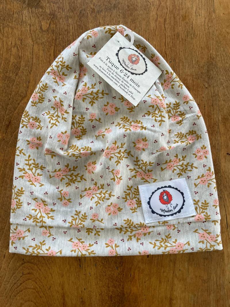 Tuque Hutkappe Slouchy Mütze Für Baby Kind Junior Herbst Frühling Die Mouton Roux Blume Rosa Grau Ocker Mädchen Senf von Lemoutonroux