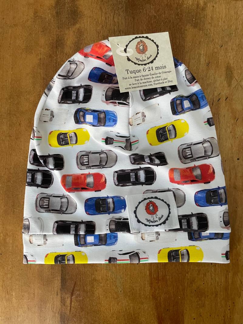 Tuque Motorhaube Hut Slouchy Mütze Baby Kind Herbst Frühling Das Mouton Roux Auto Hotwheels Junge von Lemoutonroux