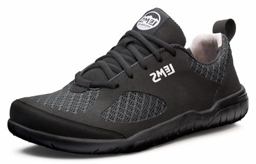 Lems Primal 3 - Herren Hybrid Sneaker/Barfußschuh mit breiter Zehenbox, Flexibler Sohle und dämpfender Kork-Einlage (Black, EU Schuhgrößensystem, Erwachsene, Herren, Numerisch, M, 48) von Lems