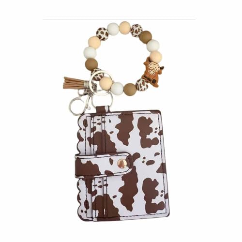 Lemua Kuh-Schlüsselanhänger, Geldbörse, Kuh-Druck, Silikonperlen, Schlüsselanhänger, Armband für Damen, Mehrfarbig, s Lemua Kuh-Schlüsselanhänger, Geldbörse, Kuh-Druck, Silikonperlen, Schlüsselanhänger, Armband für Damen, Mehrfarbig, s von Lemua