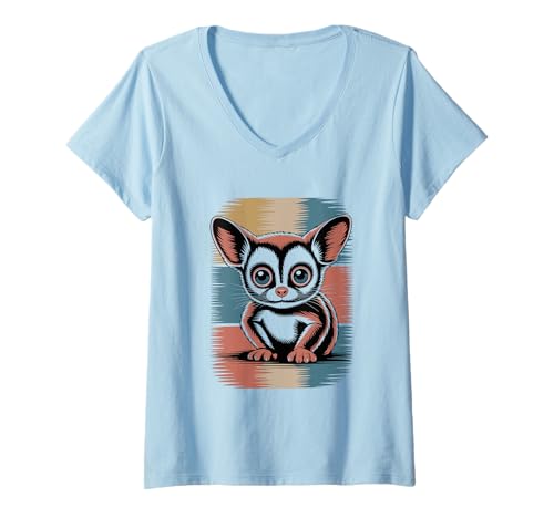 Damen Retro Sonnenuntergang Lemur Lemuren T-Shirt mit V-Ausschnitt Damen Retro Sonnenuntergang Lemur Lemuren T-Shirt mit V-Ausschnitt von Lemurs Lemur Lover Gifts