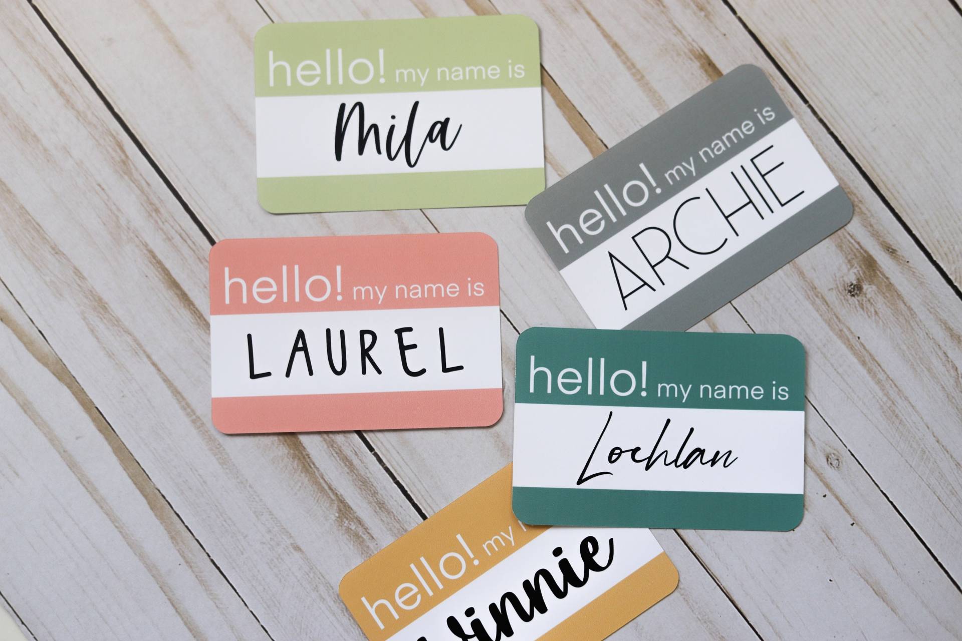 Hello, My Name Is ... Personalisierter, Moderner Baby-Namensschild-Aufkleber | Baby Namensansage von LenAndLaine