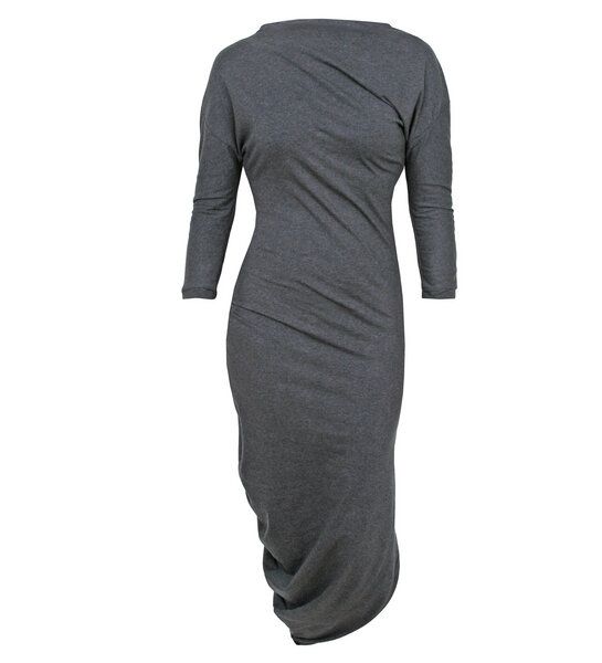 Lena Schokolade Kleid asymmetrisch anthrazit meliert von Lena Schokolade