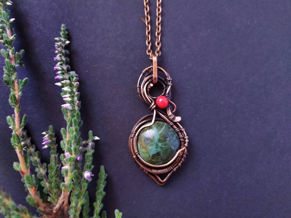 Unosex Jaspis Anhänger Wirewrap Drahtgewickelter Schmuck Herren Multistones Edelstein Kupfer Geschenk Für Ihn von LenaSinelnikArt