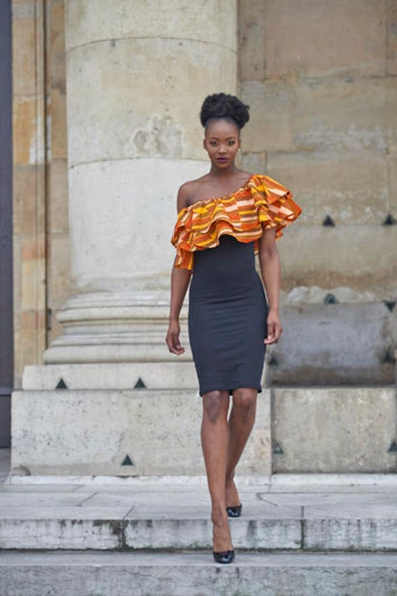 Ati Boot Hals Kleid Wachs Gedruckt Kente Orange Lenadreams Ati Boot Hals Kleid Wachs Gedruckt Kente Orange Lenadreams von Lenadreams