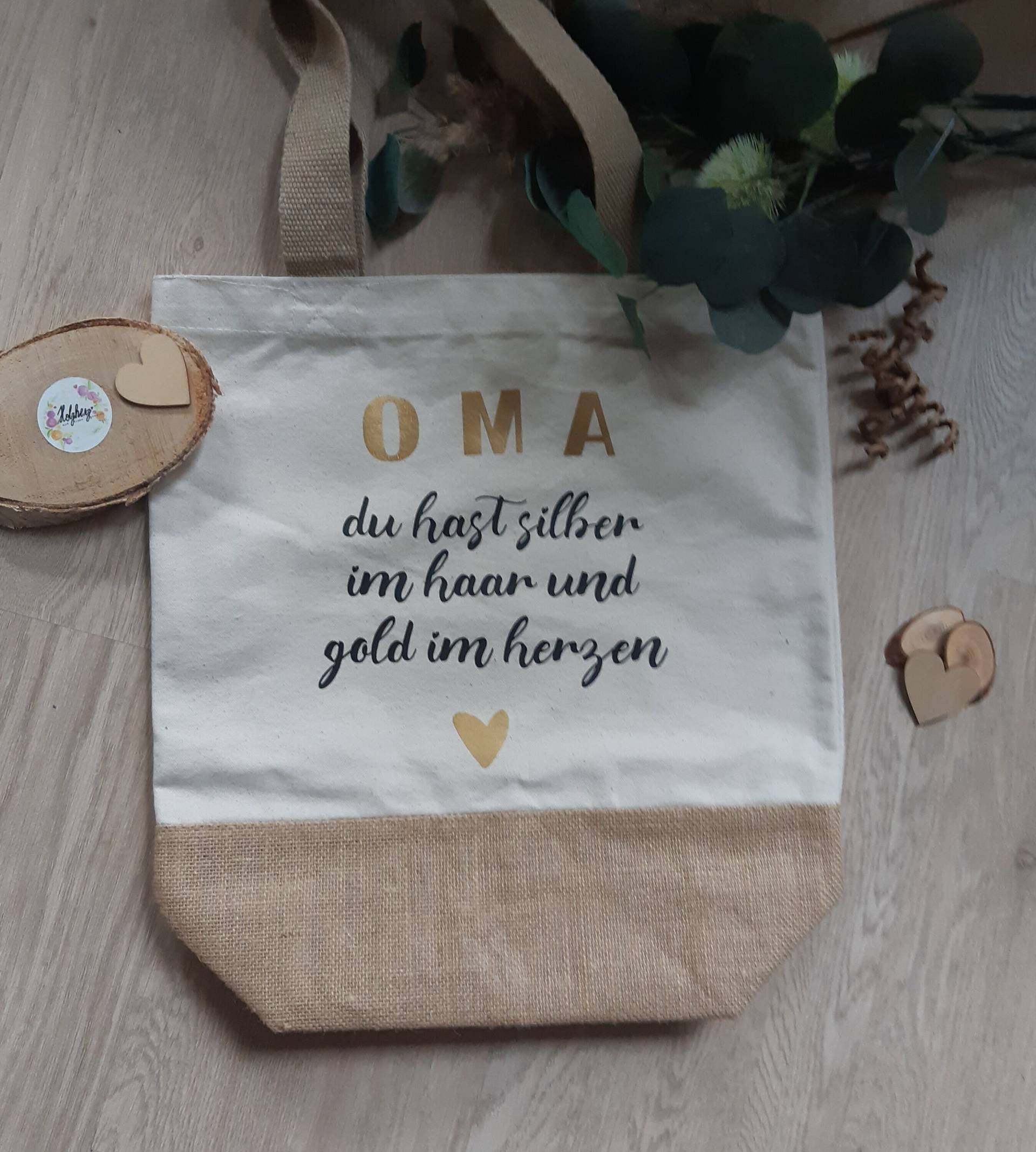Jutetasche Oma, Geschenk Für Weihnachtsgeschenk, Einkaufstasche, Shoppen von LenasHolzherz