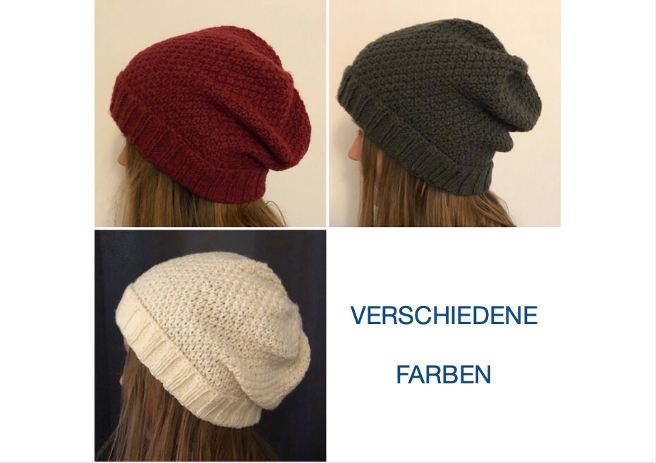 Beanie "Home Of The Gnome" Mit Perlmuster in Verschiedenen Farben Aus Polyacryl - Vegan von LenasStrickwinkel
