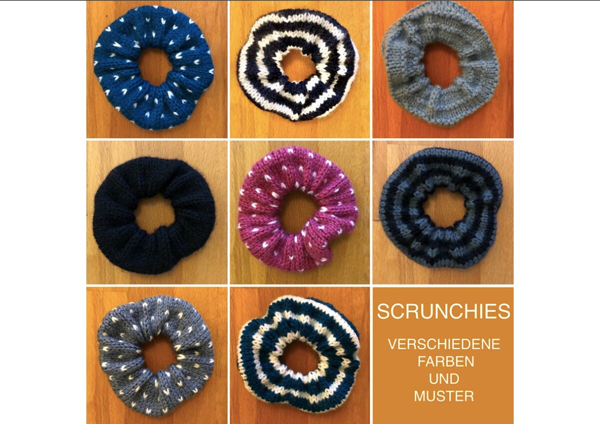 Scrunchies in Verschiedenen Farben Und Mustern Aus Polyacryl - Vegan von LenasStrickwinkel