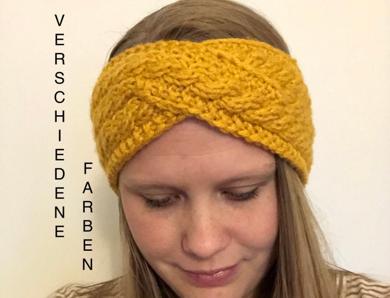 Strick Stirnband "Twist My Braid" Mit Zopfmuster in Verschiedenen Farben Aus Polyacryl - Vegan von LenasStrickwinkel