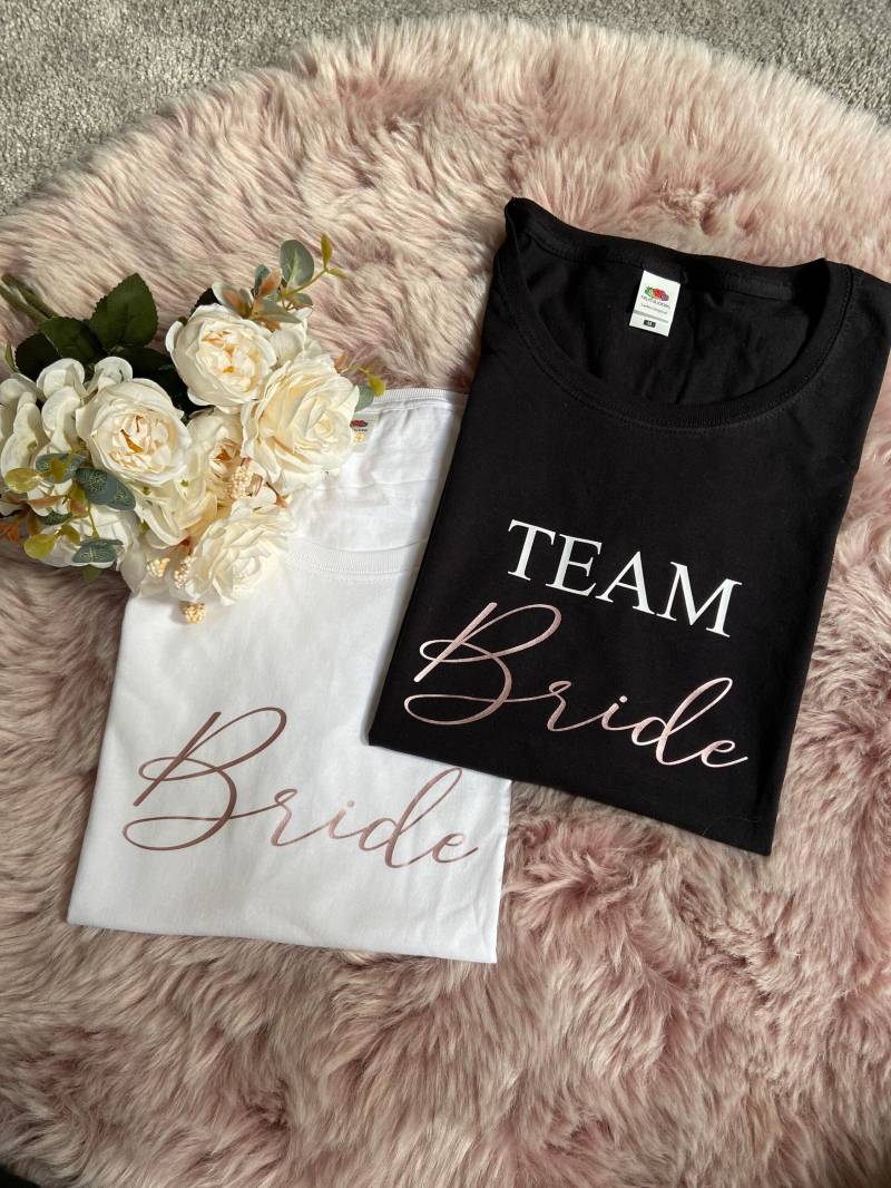 Junggesellinnenabschied T-Shirt Team Bride To Be Braut Shirt Jga Deko Party Ausflug Shirts Xs S M L Xl Schwarz Weiß von LenasgeschenkeDE