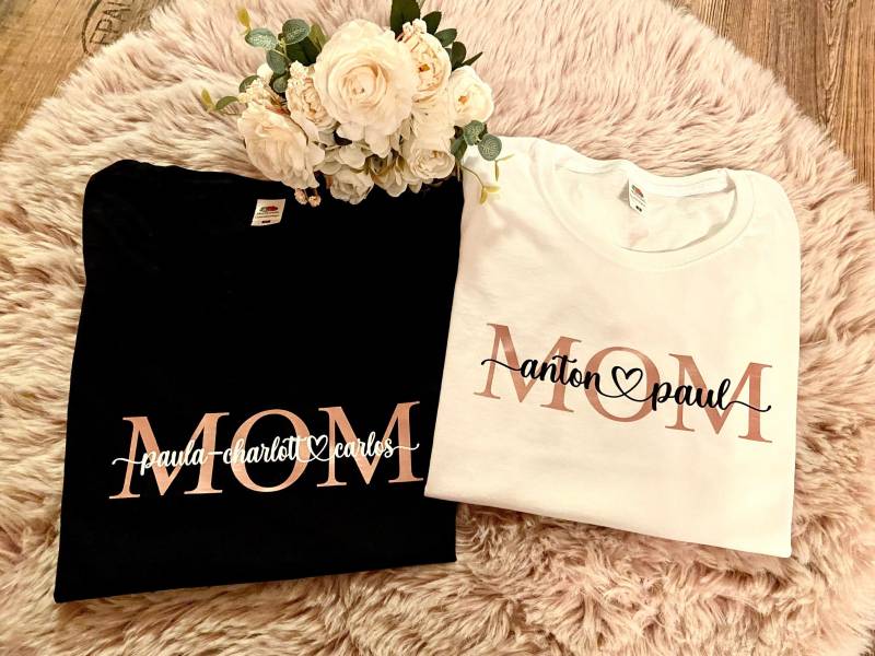 Mom T-Shirt Personalisiert Mit Kindernamen Mama Shirt | Geburtstagsgeschenk Muttertagsgeschenk von LenasgeschenkeDE