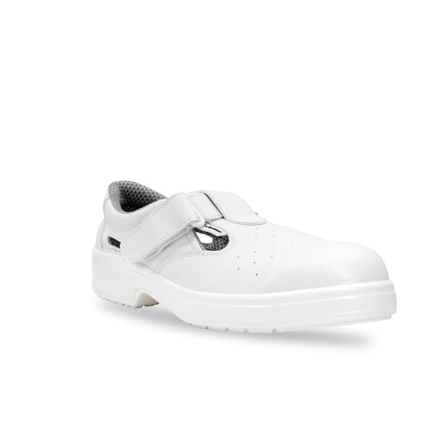 Lendeo Shift S1 weiß flach Sandale Sicherheitsschuhe Arbeitsschuhe Pflege (LN-21009, EU Schuhgrößensystem, Erwachsene, Numerisch, M, 38) von Lendeo