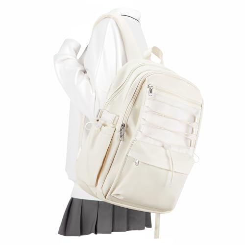 Schulrucksack Teenager Mädchen Jungen Schule Rucksack Damen Herren,Leichter Schultasche Mädchen,15.6 Zoll Universität Schulranzen Rucksack mit Laptopfach,school bag backpack for women men（Beige） von Lendolk