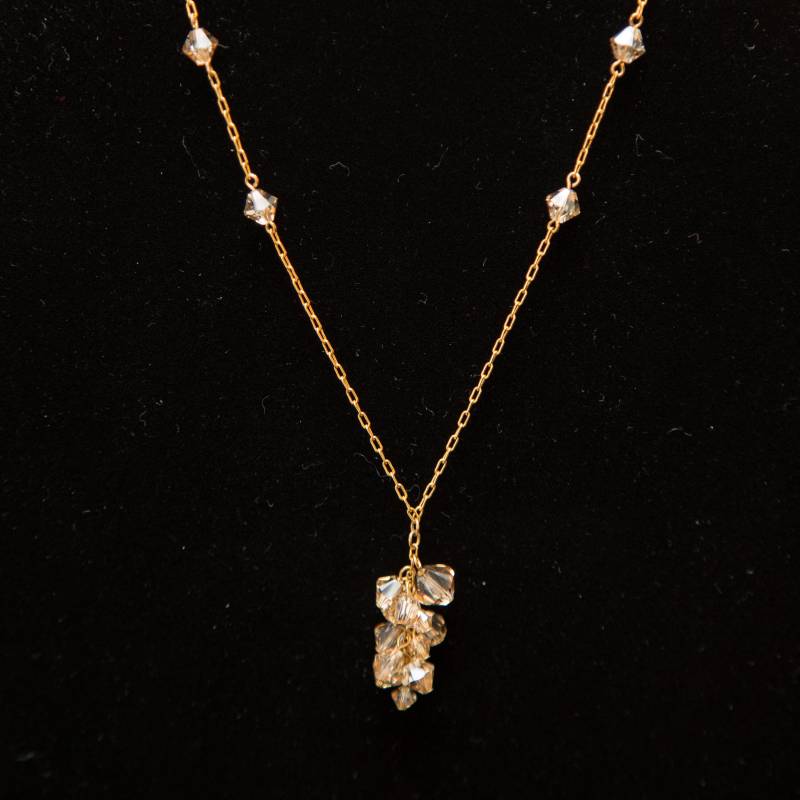Goldener Schatten Kristall Cluster Tropfen Halskette Goldener Schatten Kristall Cluster Tropfen Halskette von LenewoodDesigns