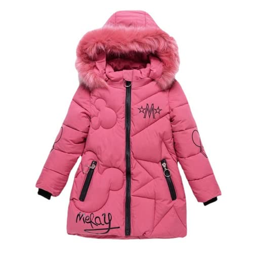 2021 Neu Winter Daunenjacke Kinder Mädchen Jacke Windjacke Wattierter Mantel mit Pelzkapuze (Rosa, 120) von Lengender