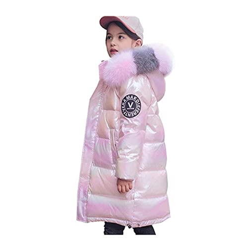 Lengender Daunenjacke Oberfläche Helle Warme Mädchen Jacke Winter Herbst Kapuze Mantel Kunstpelz Sportjacke Ski (Rosa, 160) von Lengender