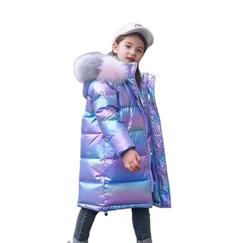 Lengender Daunenjacke Oberfläche Helle Warme Mädchen Jacke Winter Herbst Kapuze Mantel Kunstpelz Sportjacke Ski (Violett, 160) von Lengender