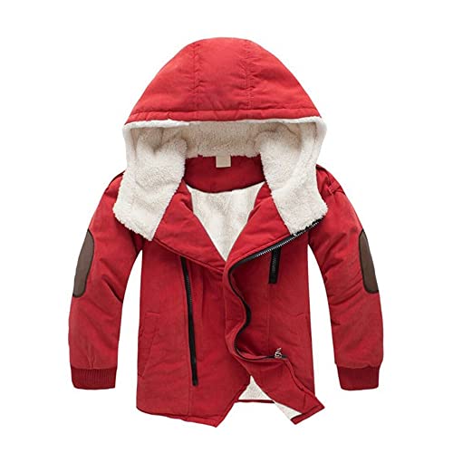 Lengender Kinder Herbst Winter Daunenjacke Jungen Mantelkapuze Verdickte Polar (Rot, 110) von Lengender