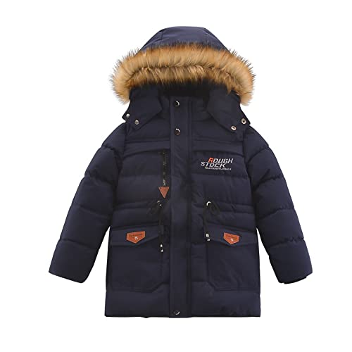 Mäntel Kinder Jungen Winter Daunenjacke Pelzkapuze Parka Warm Plüsch Wattiert (Blau, 130) von Lengender