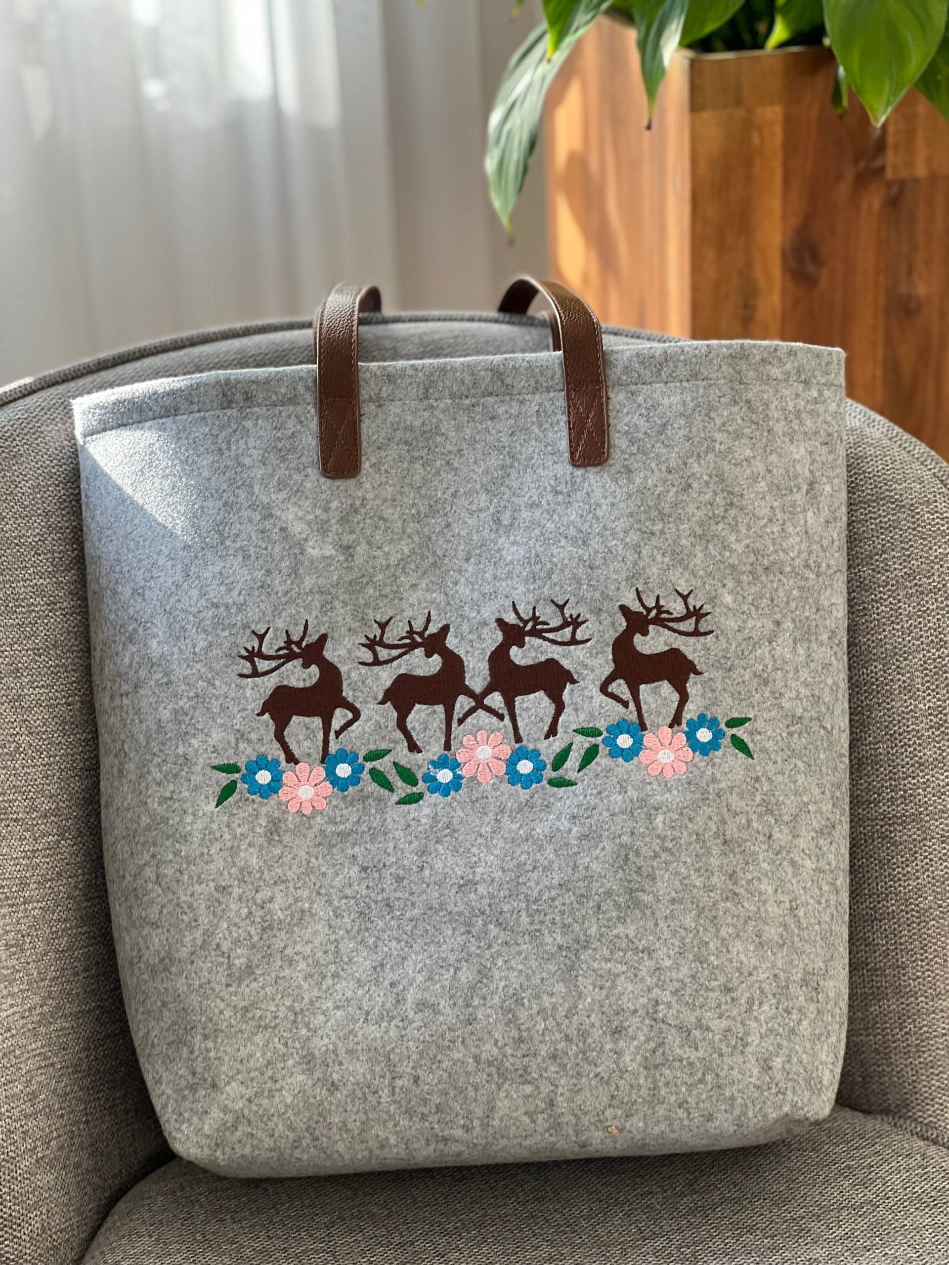 Filztasche Shopper Hirsch Tasche Geschenk Geburtstagsgeschenk von LeniKai