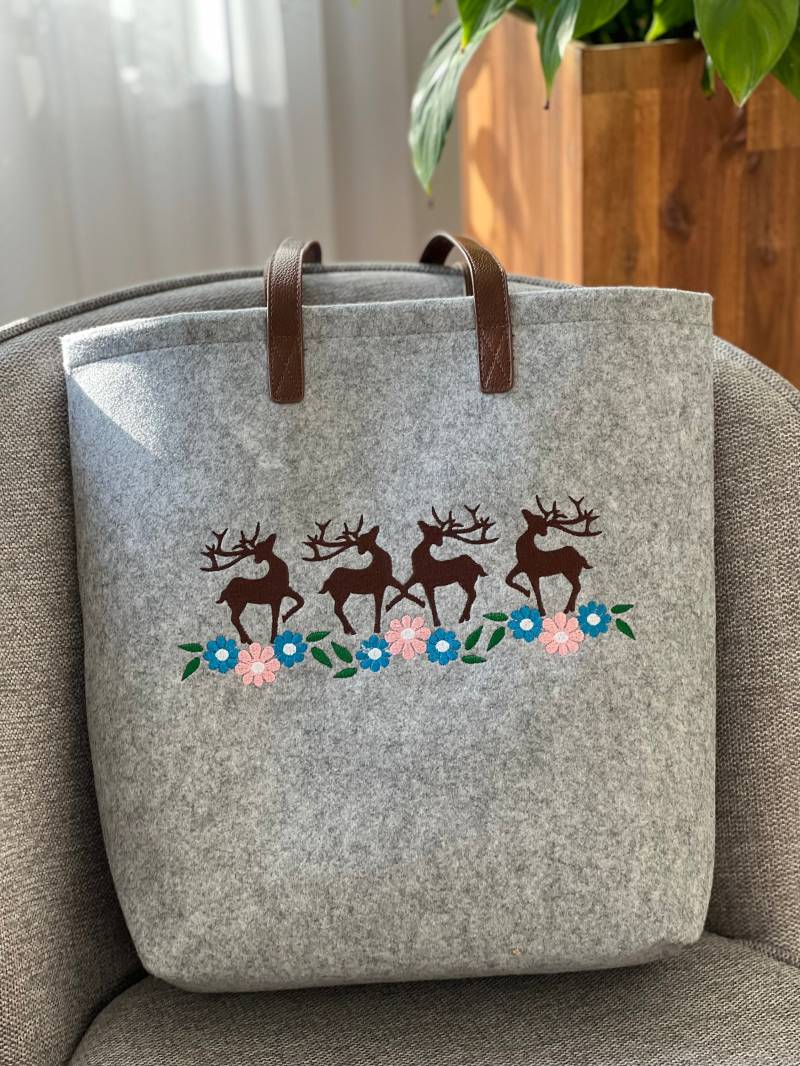 Filztasche Shopper Hirsch Tasche Geschenk Geburtstagsgeschenk Filztasche Shopper Hirsch Tasche Geschenk Geburtstagsgeschenk von LeniKai