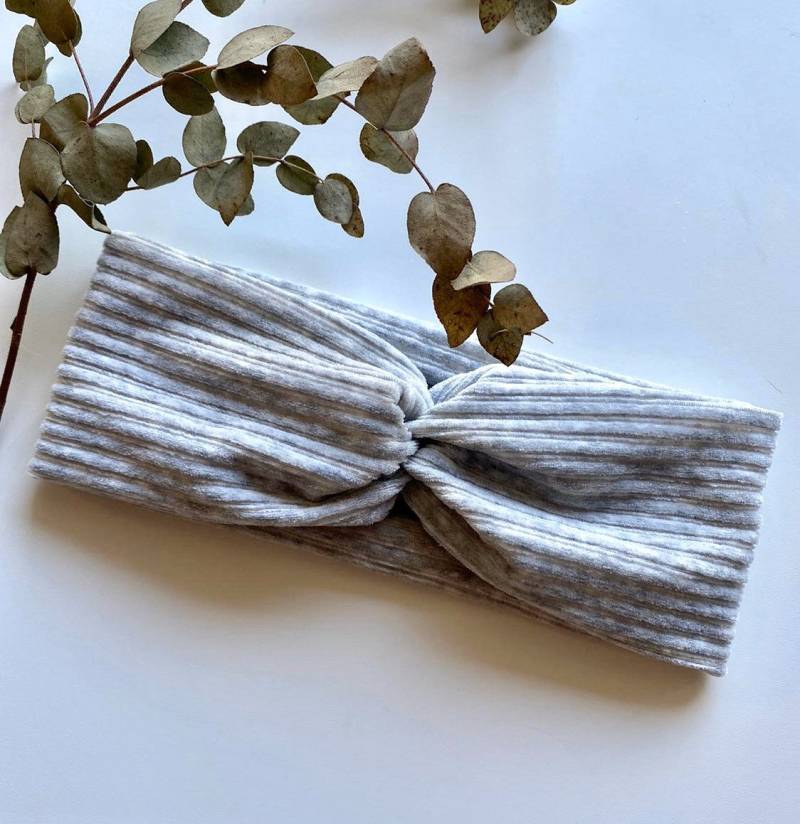 Cord Haarband Weich in Grau Meliert von Lenis247