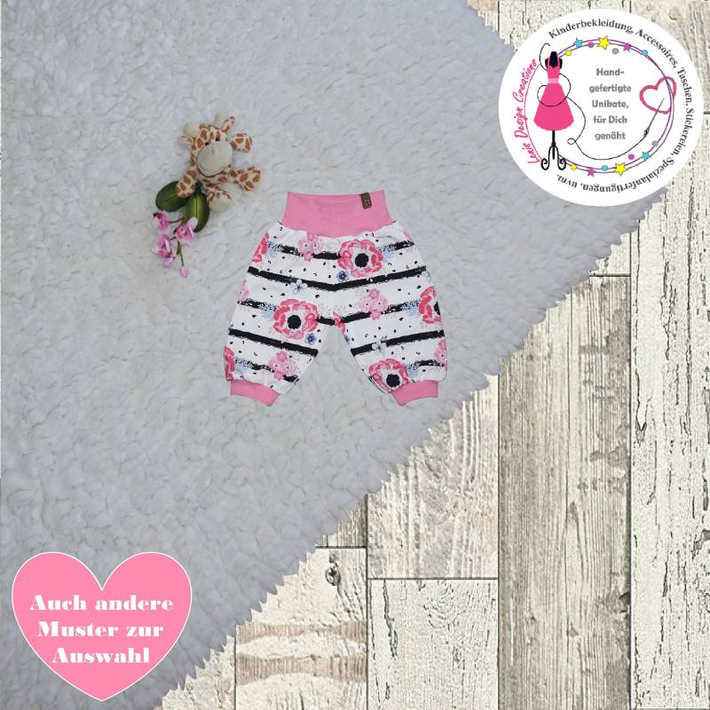 Capri - Oder Kurze Pumphose, Blumen Und Streifen Für Mädchen, Mit Bündchen, Gr. 52-110, Set Möglich von LenisDesignCreations