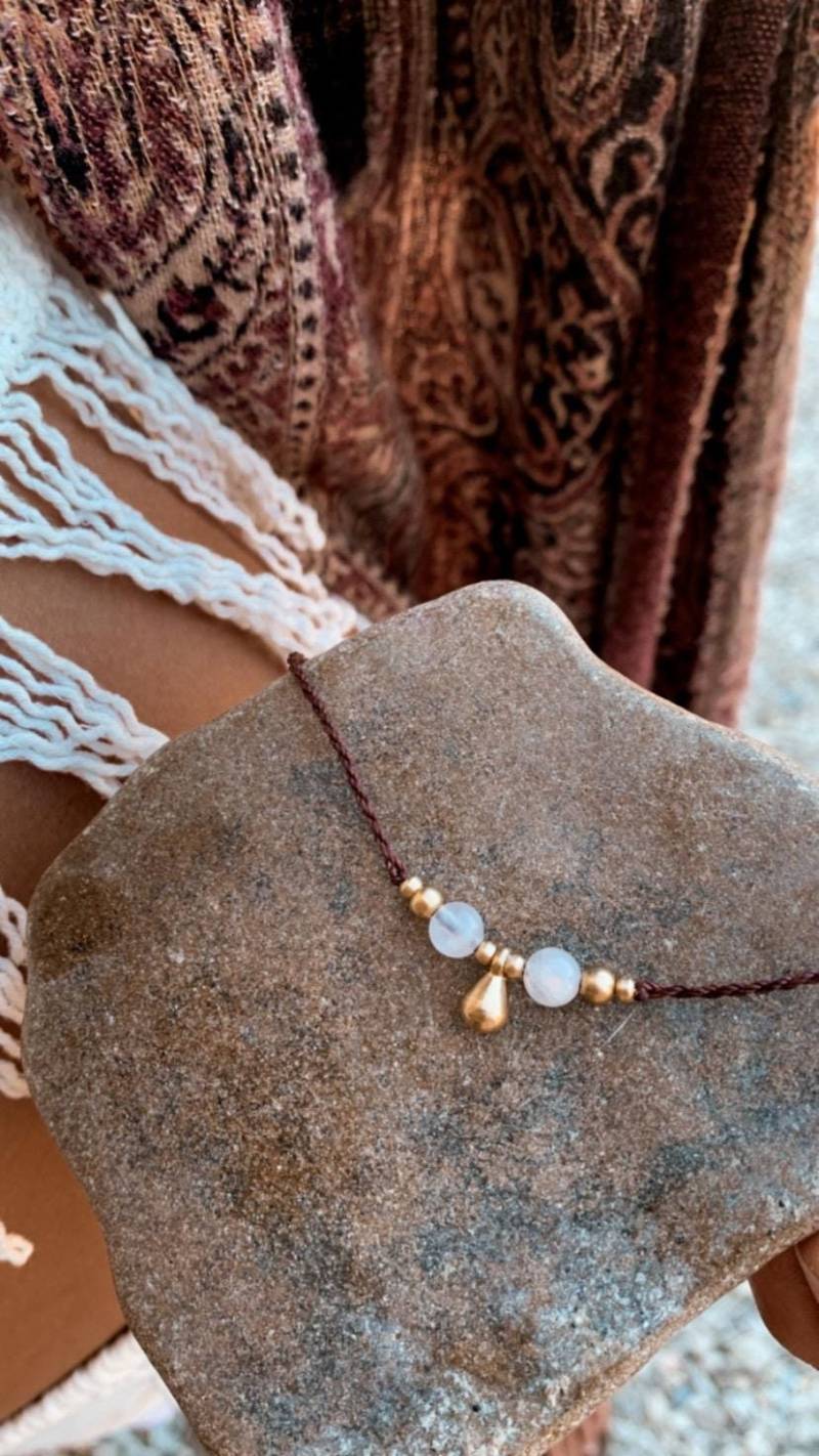 Halskettetropfenrosenquarz von LenisartDesign