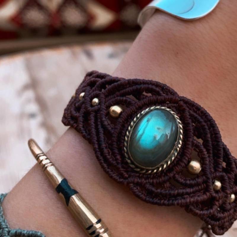 Makrameearmband Labradorit von LenisartDesign