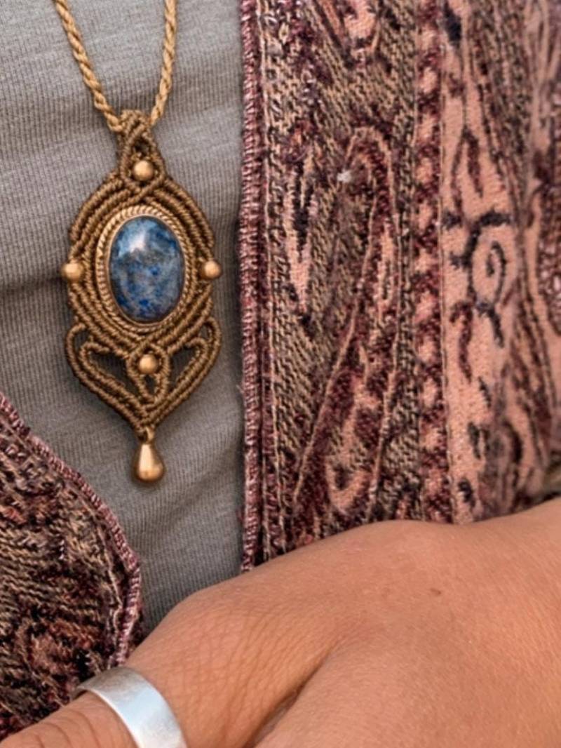 Makrameeedelstein Amulett von LenisartDesign