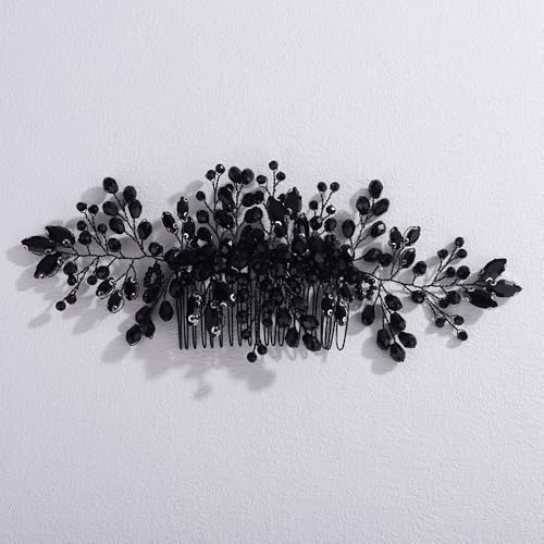 Lenjicons Eleganter schwarzer Strass-Perlen-Haarkamm, Halloween, schwarzer Strass-Kopfschmuck, Braut-Haarteil für Damen, Kristall-Haarschmuck für Hochzeit Lenjicons Eleganter schwarzer Strass-Perlen-Haarkamm, Halloween, schwarzer Strass-Kopfschmuck, Braut-Haarteil für Damen, Kristall-Haarschmuck für Hochzeit von Lenjicons