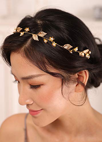 Lenjicons Goldenes Blatt Blume Stirnband Vintage Perlen Blume Haar Rebe Boho Blatt Perlen Hochzeit Kopfschmuck Handgemachte Braut Haar Rebe Goldene Hochzeit Haarschmuck für Frauen Lenjicons Goldenes Blatt Blume Stirnband Vintage Perlen Blume Haar Rebe Boho Blatt Perlen Hochzeit Kopfschmuck Handgemachte Braut Haar Rebe Goldene Hochzeit Haarschmuck für Frauen von Lenjicons
