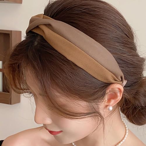 Lenjicons Modische Haarbänder, braun, geknotet, breiter Knoten, Kopfschmuck, rutschfestes Stirnband, Hochzeits-Haarschmuck für Hochzeit, Party, Abschlussball (2 Stück) von Lenjicons