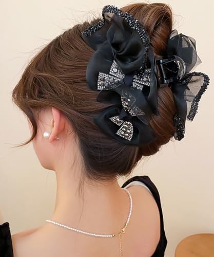 Lenjicons Vintage Schleife Haarspange Schleife Haarklammern Gothic Strass Haarspangen Halloween Schwarz Satin Haarschmuck Funkelnde Strass Haarschmuck für Frauen für Party Hochzeit Lenjicons Vintage Schleife Haarspange Schleife Haarklammern Gothic Strass Haarspangen Halloween Schwarz Satin Haarschmuck Funkelnde Strass Haarschmuck für Frauen für Party Hochzeit von Lenjicons