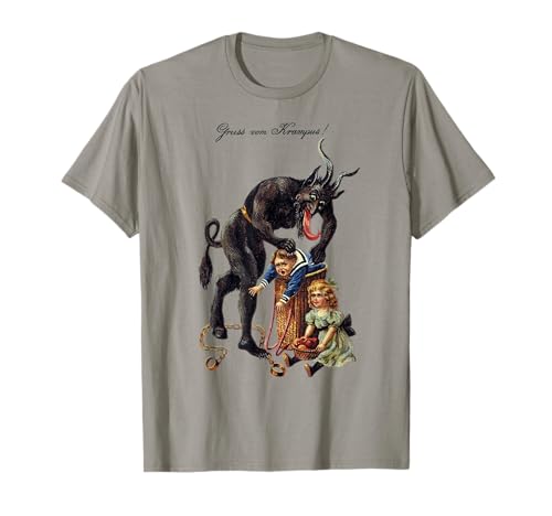 LennyFace Gruss vom Krampus T-Shirt T-Shirt, Grau, Klein, Unisex Kind, Kurzarm, Retro, Weihnachten, Kind, SHIRT von LennyFace