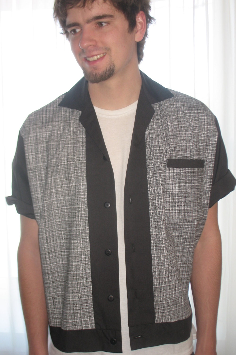 Herren Rockabilly Shirt Jac Black & White Lines von LennyShirts