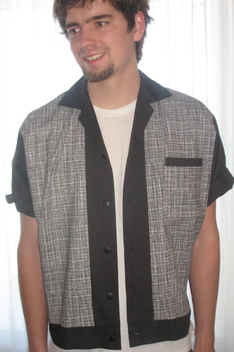 Herren Rockabilly Shirt Jac Black & White Lines von LennyShirts