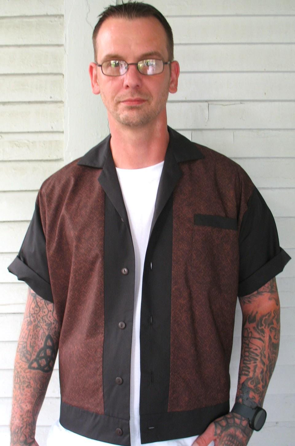 Herren Rockabilly Shirt Jac Braun Und Schwarz Herren Rockabilly Shirt Jac Braun Und Schwarz von LennyShirts