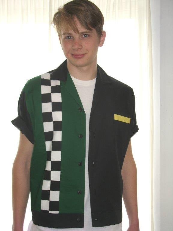Herren Rockabilly Shirt Jac Checkerboard Racing Stripe von LennyShirts