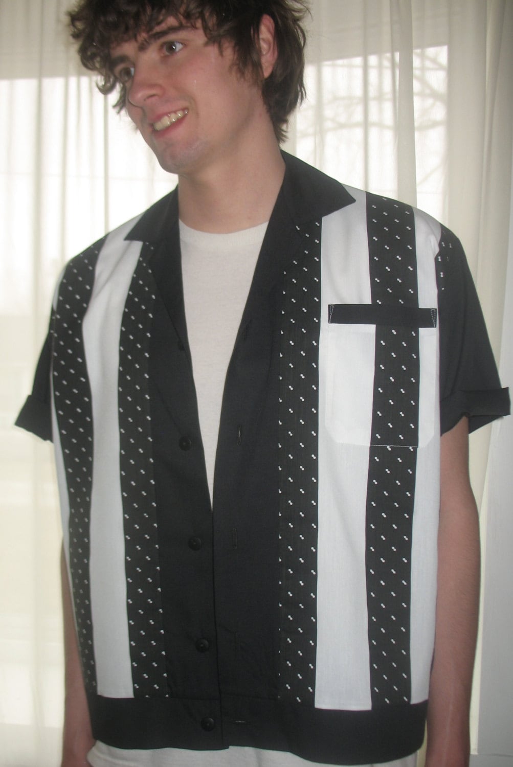 Herren Rockabilly Shirt Jac Schwarz Weiß Streifen Herren Rockabilly Shirt Jac Schwarz Weiß Streifen von LennyShirts