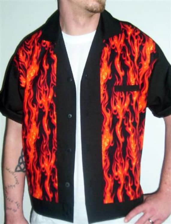 Männer Rockabilly Flame Shirt Jac Männer Rockabilly Flame Shirt Jac von LennyShirts