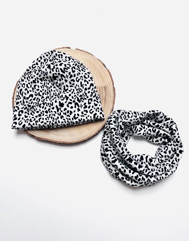 Beanie/Mütze/Loop/Wunschgröße/Baby/Animal Print/Leopard/Leo Print von Lenohandmade