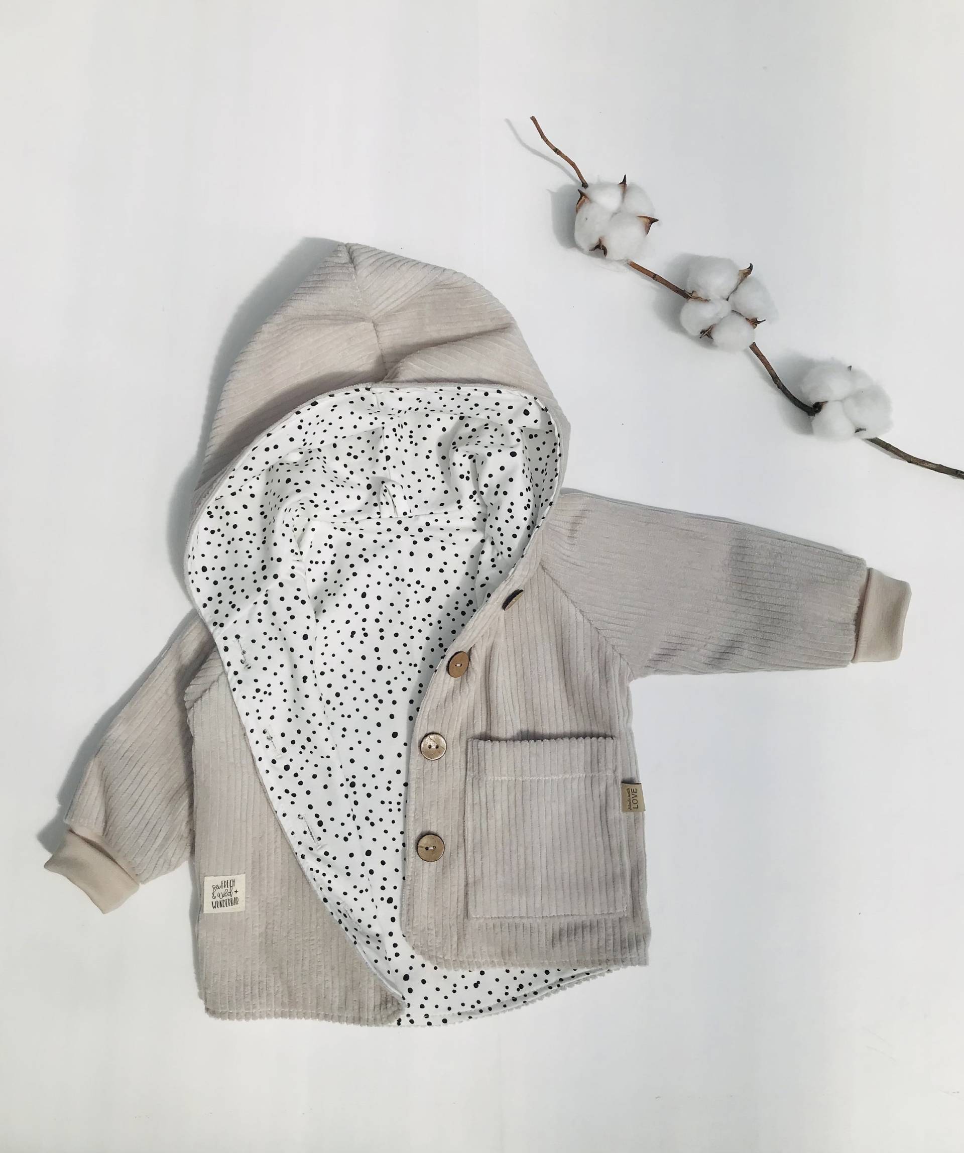 Cord Baby Kinder Jacke Übergangsjacke Mitwachsjacke Punkte Pünktchen Wunschgröße 56-110 von Lenohandmade