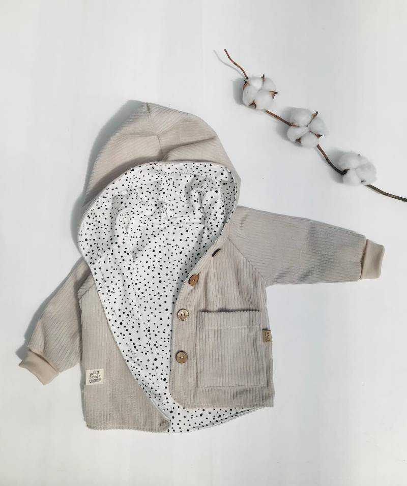 Cord Baby Kinder Jacke Übergangsjacke Mitwachsjacke Punkte Pünktchen Wunschgröße 56-110 von Lenohandmade