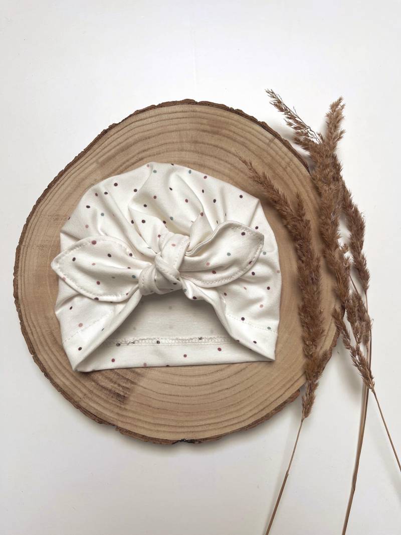 Turbanmütze | Mütze Mädchen Kindermütze Frühling Schleife Haaraccessoires Babymütze Punkte Pastell von Lenohandmade