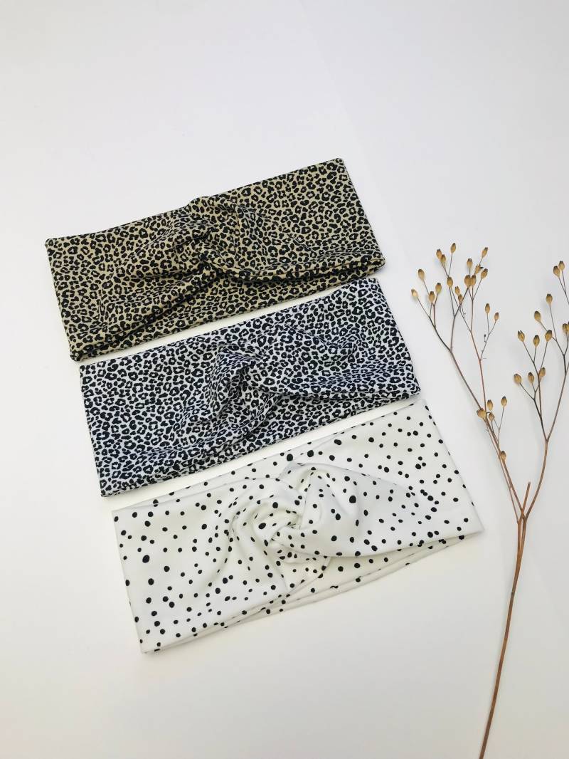 Twist Haarband Baby Kinder Stirnband Leoprint Leopard Pünktchen von Lenohandmade