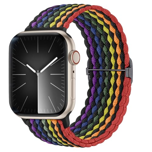 Lenrao Kompatibel mit Apple Watch-Armbändern für Damen, geflochtenes Nylon-Armband für Apple Watch, 40 mm, 38 mm, 41 mm, 42 mm, 44 mm, 45 m, 49 mm, dehnbares Sportarmband für iWatch Serie 9, 8, 7, 6, von Lenrao