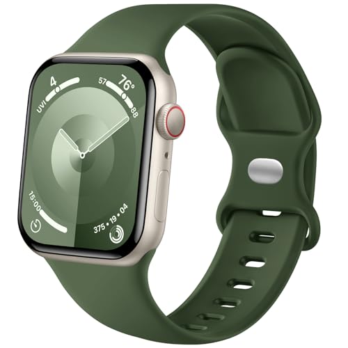 Lenrao Kompatibel mit Apple Watch-Armbändern für Herren, Apple Watch-Armbänder 44 mm, 45 mm, 42 mm, 49 mm, Silikon, sportlich, wasserdicht, verstellbar, für iWatch-Bänder, Apple Watch Serie von Lenrao