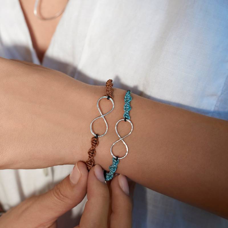 Unendlichkeit Armband, Silber Ewiges Symbol, Makramee Freundschaftsarmband von LentiJewelry